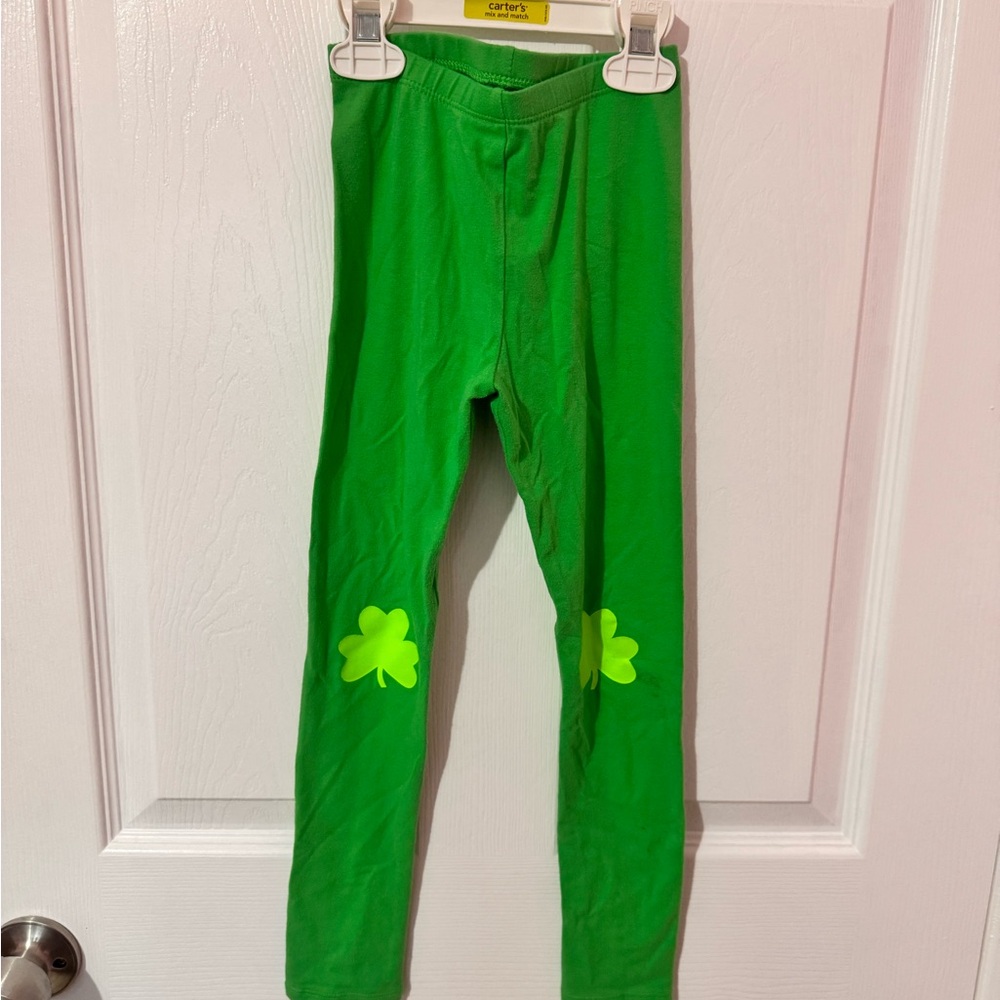 Green Kids Leggings with Clover Accents size 5T